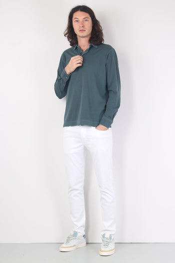 Polo Manica Lunga Jersey Petrolio - 4