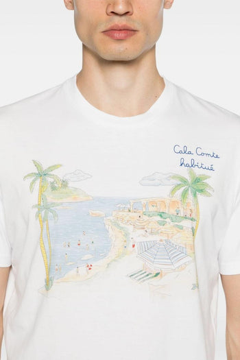 Saint Barth T-shirt Bianco Uomo Motivo Cala Comte - 4