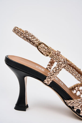 Slingback Nero+gold Donna - 6