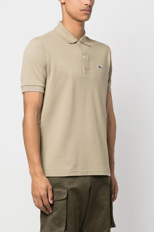 Polo Beige Uomo Verde Cotone con logo ricamato