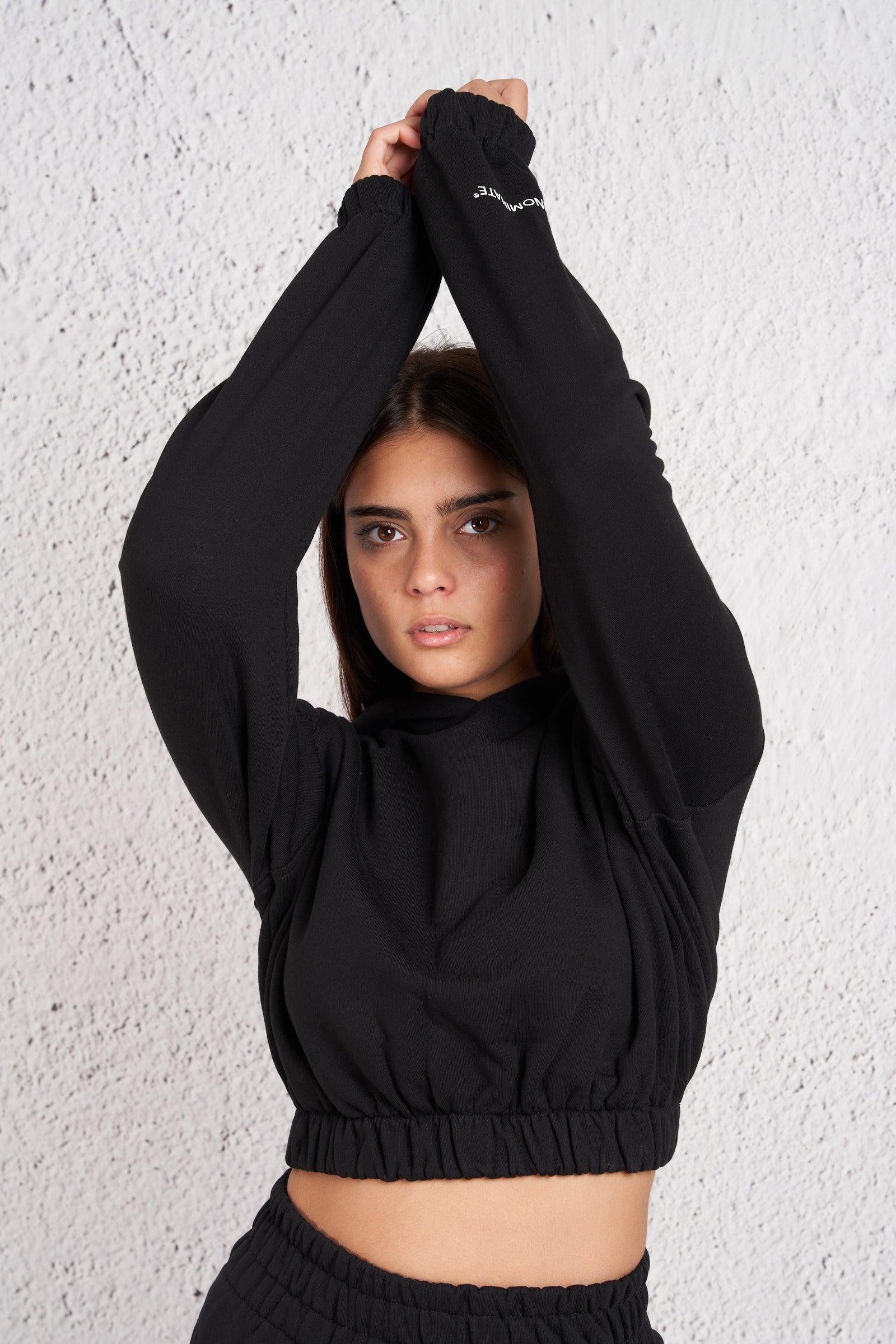 Felpa Cropped Nero Donna su Progetto Seta - Main Image