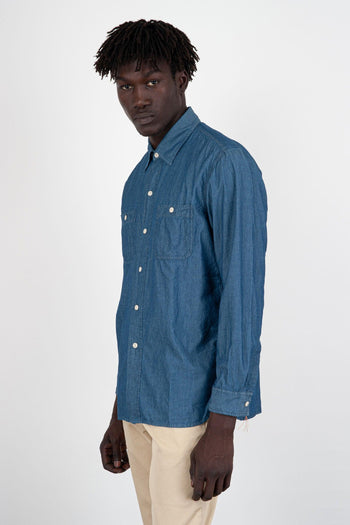 Camicia Denim Work/j Blu Medio Uomo - 3