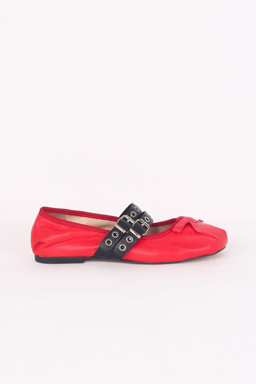 Ballerina Fibbia Borchie Vera Rosso/nero