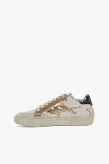 Sneakers MOON LIGHT GOLDEN GOOSE in pelle e laminato bianco e platino - 3