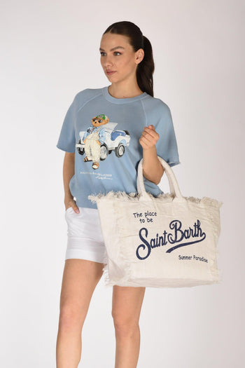 Saint Barth Borsa Stampata Bianco/blu Donna - 2