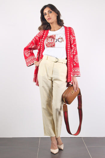 Pantalone Palazzo Cintura Ivoire/camel - 4