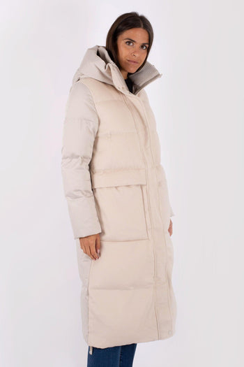 Parka Lungo Trapunt. Lana/raso Bianco Donna - 6