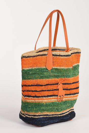 Borsa Raffia Arancio/multicolor Donna - 3