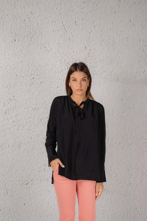 Camicia Con Fiocco Nero Donna - 2