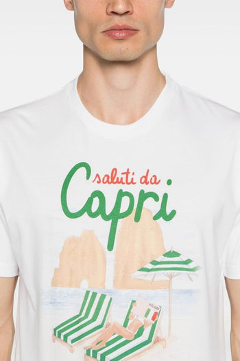 Saint Barth T-shirt Bianco Uomo Motivo Saluti da Capri - 3