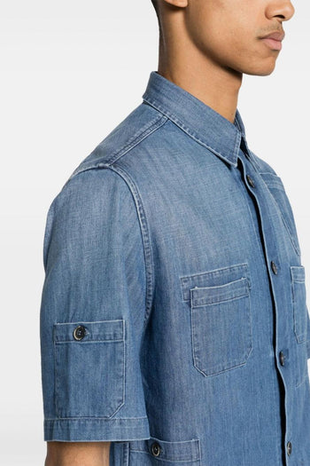 Camicia Blu Unisex denim a maniche corte - 3
