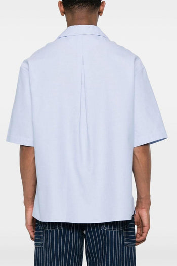 Camicia Blu Uomo Ricamo Logo Arancia - 2