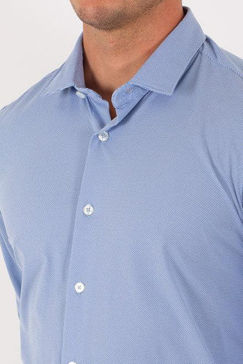 Oxford Jacquard Open Shirt Azzurro Uomo - 3