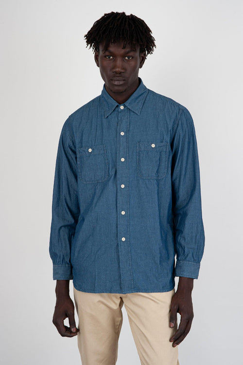 Camicia Denim Work/j Blu Medio Uomo - 1