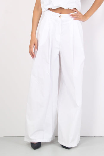 Pantalone Largo Cotone Pences Bianco - 2