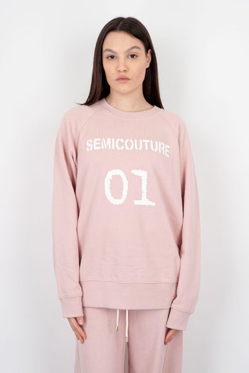 Felpa Logo Cotone Rosa Chiaro - 5