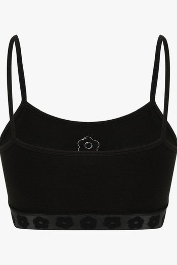 Top Nero Donna Brassiere Ricamo Fiore - 2