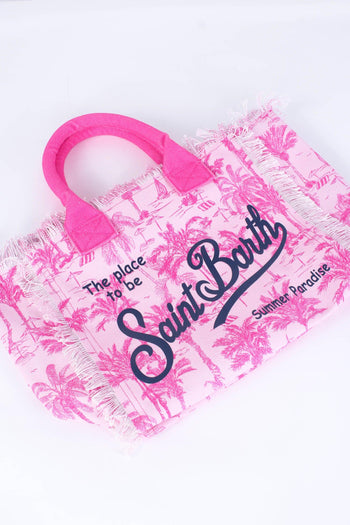 Shopping Canvas Fantasia Palme Bianco/rosa - 6