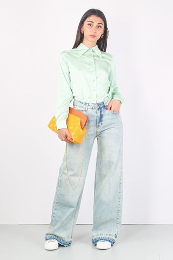 Camicia Effetto Raso Verde Acqua - 4