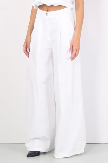 Pantalone Largo Cotone Pences Bianco - 8