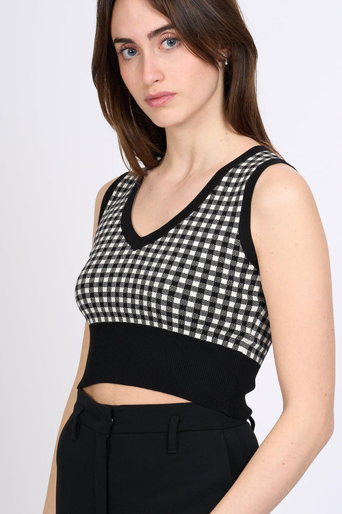 Top Veleno Cropped Bianco/Nero Donna