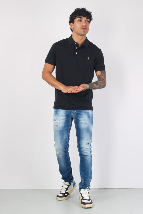 Polo Cotone Manica Corta Black