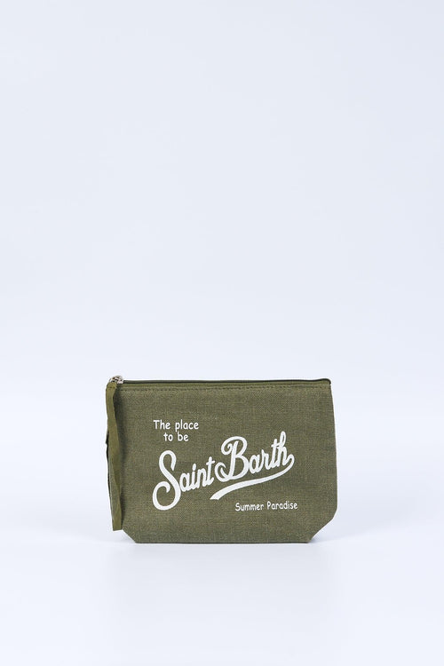 Saint Barth Pochette in Lino Verde Donna