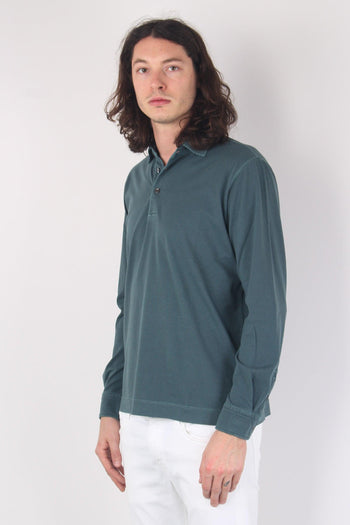 Polo Manica Lunga Jersey Petrolio - 6