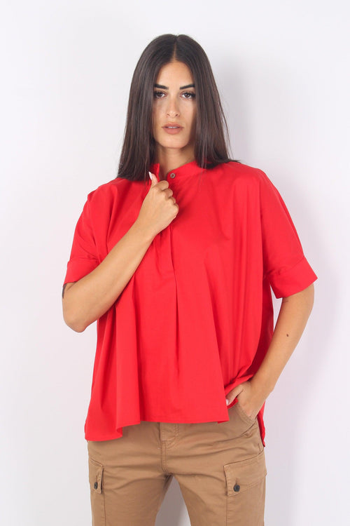 Camicia Coreana Mc Cotone Rosso
