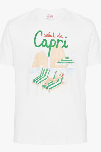 Saint Barth T-shirt Bianco Uomo Motivo Saluti da Capri - 5