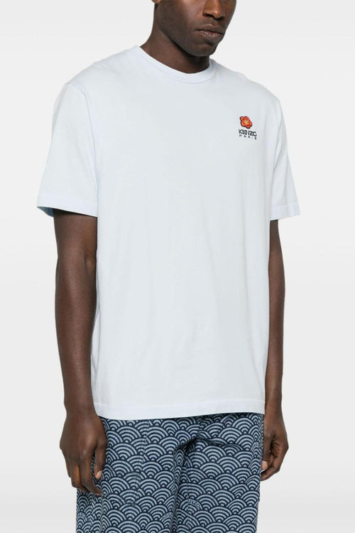 T-shirt Blu Bianco Ricamo Micro Fiore Boke