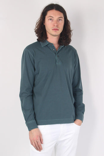 Polo Manica Lunga Jersey Petrolio - 5