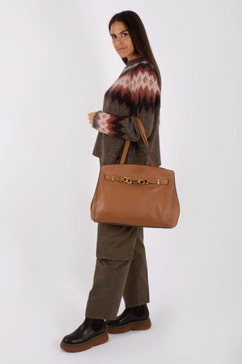 Tote Bag Con Catena Marrone Donna - 3