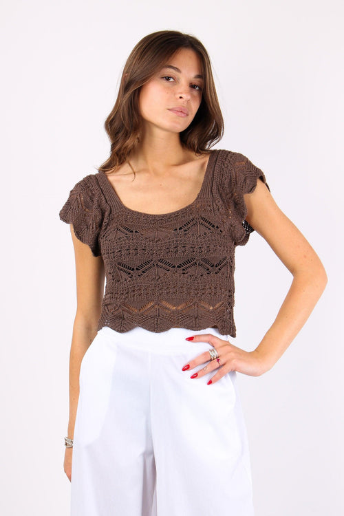 Top Corto Macrame Cioccolato