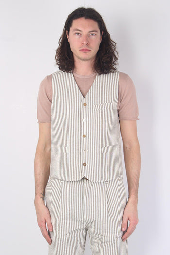 Gilet Gessato Beige/bianco - 6