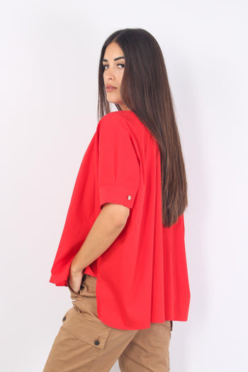 Camicia Coreana Mc Cotone Rosso - 5