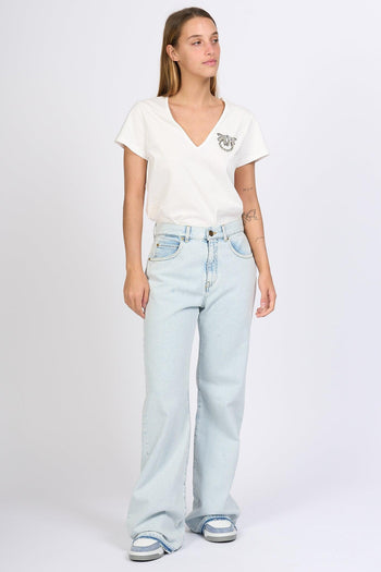 T-shirt Scollo V Bianco Donna - 5