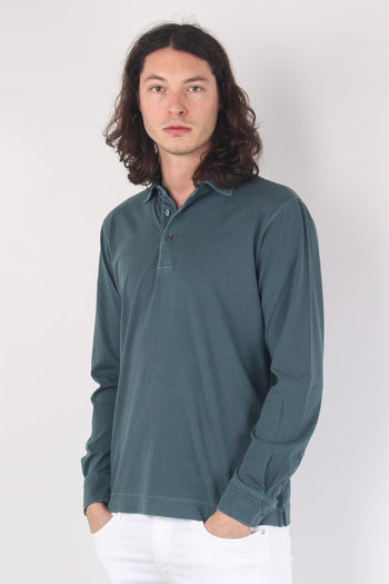 Polo Manica Lunga Jersey Petrolio - 2