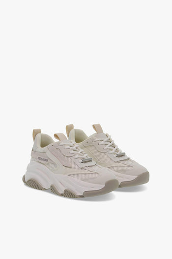 Sneakers POSSESSION-E OFF WHT GRY in tessuto e pelle beige e bianco - 5