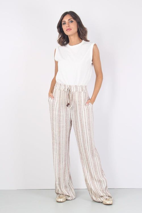 Pantalone Palazzo Riga Panna/coccio