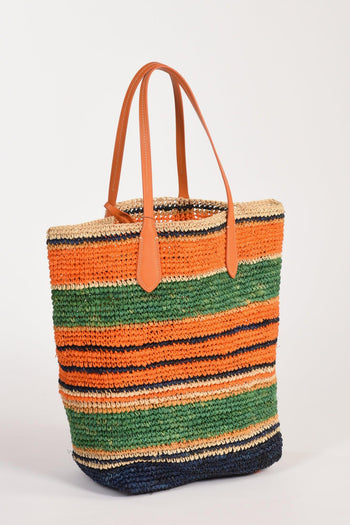 Borsa Raffia Arancio/multicolor Donna - 5