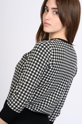 Cardigan Volto Crop Bianco/Nero Donna - 5