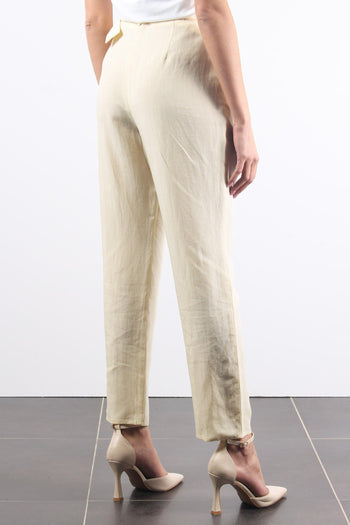 Pantalone Palazzo Cintura Ivoire/camel - 8
