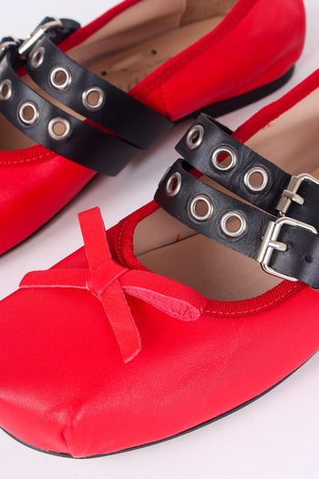 Ballerina Fibbia Borchie Vera Rosso/nero - 6