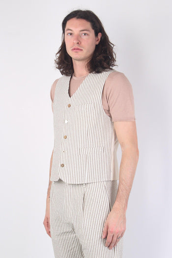 Gilet Gessato Beige/bianco - 7