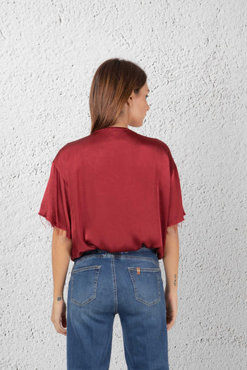 Blusa Over In Raso Rosso Donna - 4