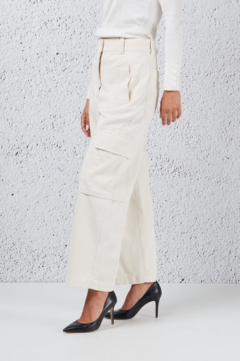 Weekend Pantalone Tasconato Gabardina Bianco Donna - 3