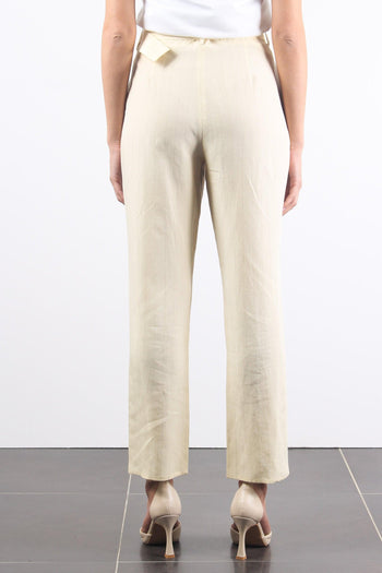 Pantalone Palazzo Cintura Ivoire/camel - 3