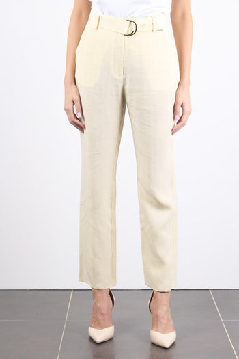 Pantalone Palazzo Cintura Ivoire/camel - 2