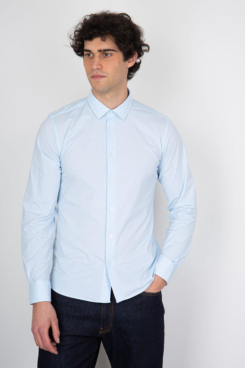 Camicia Shirt Oxford Jacquard Open Celeste Uomo